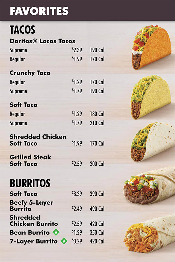 taco bell recent menu